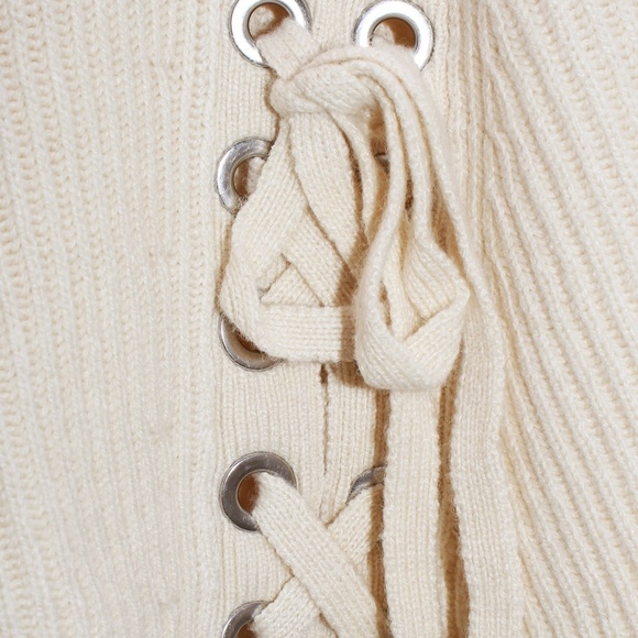 French Connection Freedom Fringe Lace Up Sweater - Picture 5 of 8